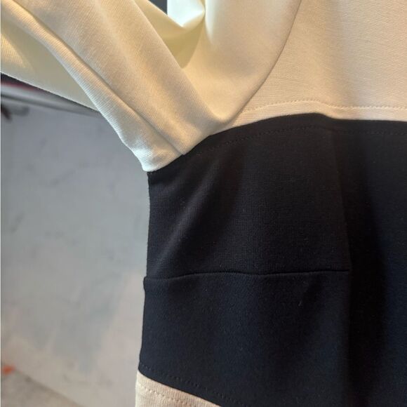 Elegant Black and Cream Dress work business stretchy fitted 6 - Picture 4 of 9